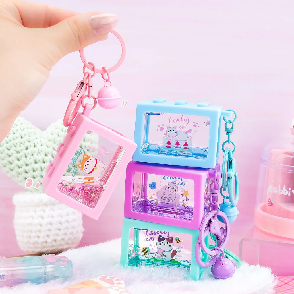 KIRA KIRA Lovely Building Block Liquid Effect Sensory Toy Keychain - OVERRATED