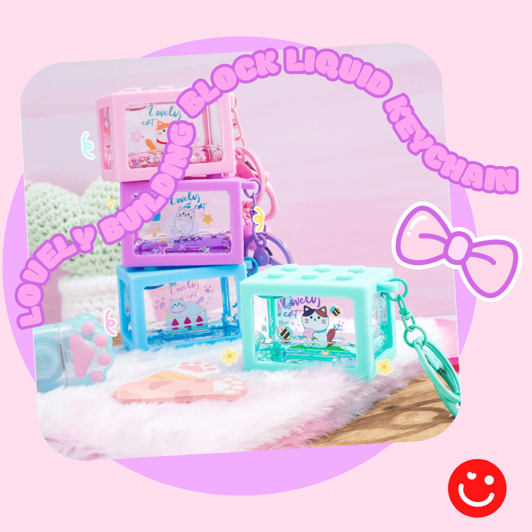 Kira Kira Lovely Purple Building Block Liquid Keychain - OVERRATED