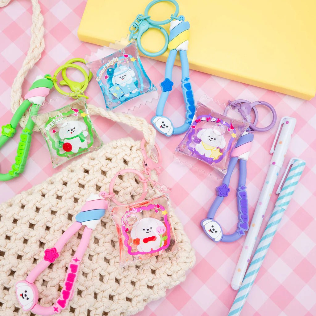 KIRA KIRA Puppy Candy Liquid Effect Sensory Toy Keychain - OVERRATED