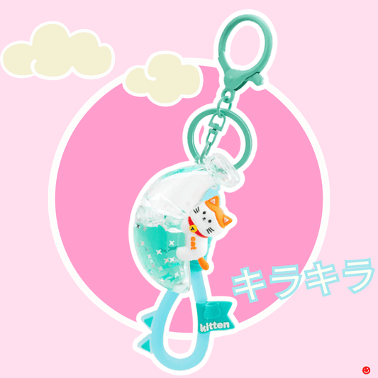 KIRA KIRA Relaxing Banana Kitten Liquid Effect Sensory Toy Keychain - OVERRATED