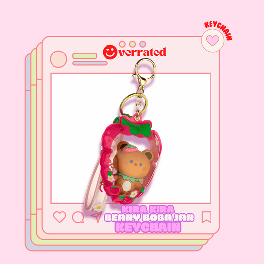 KIRA KIRA Strawberry Shaped Puffy Sensory Keychain in Straw - Beary🍓 - OVERRATED