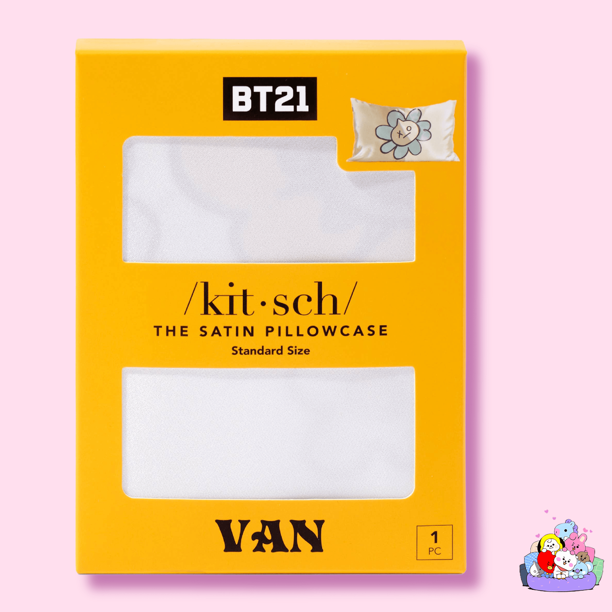 /kit - sch/ BT21 x Kitsch Satin Pillowcase Standard - Van - OVERRATED