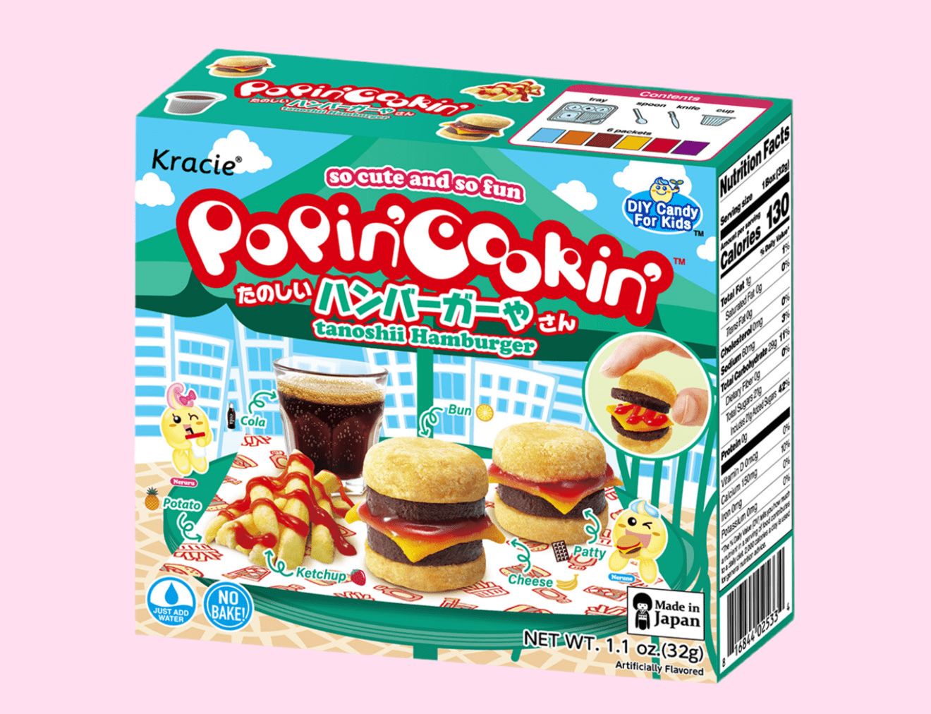Kracie Popin’ Cookin’ Tanoshii Hamburger DIY Candy Kit – Burger, Fries & Cola - OVERRATED