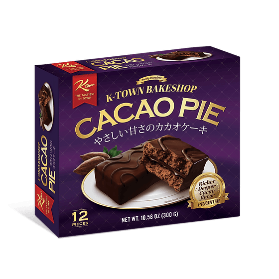 Korean chocolate pie snack individual wrapped cacao pie close-up - Overrated Korean Beauty & More