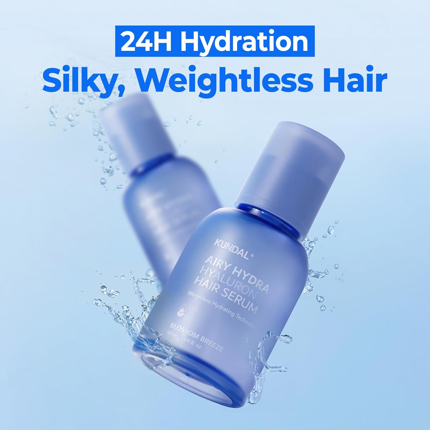 KUNDAL hyaluron hair serum texture demonstration on hair strand - Overrated Korean Beauty & More
