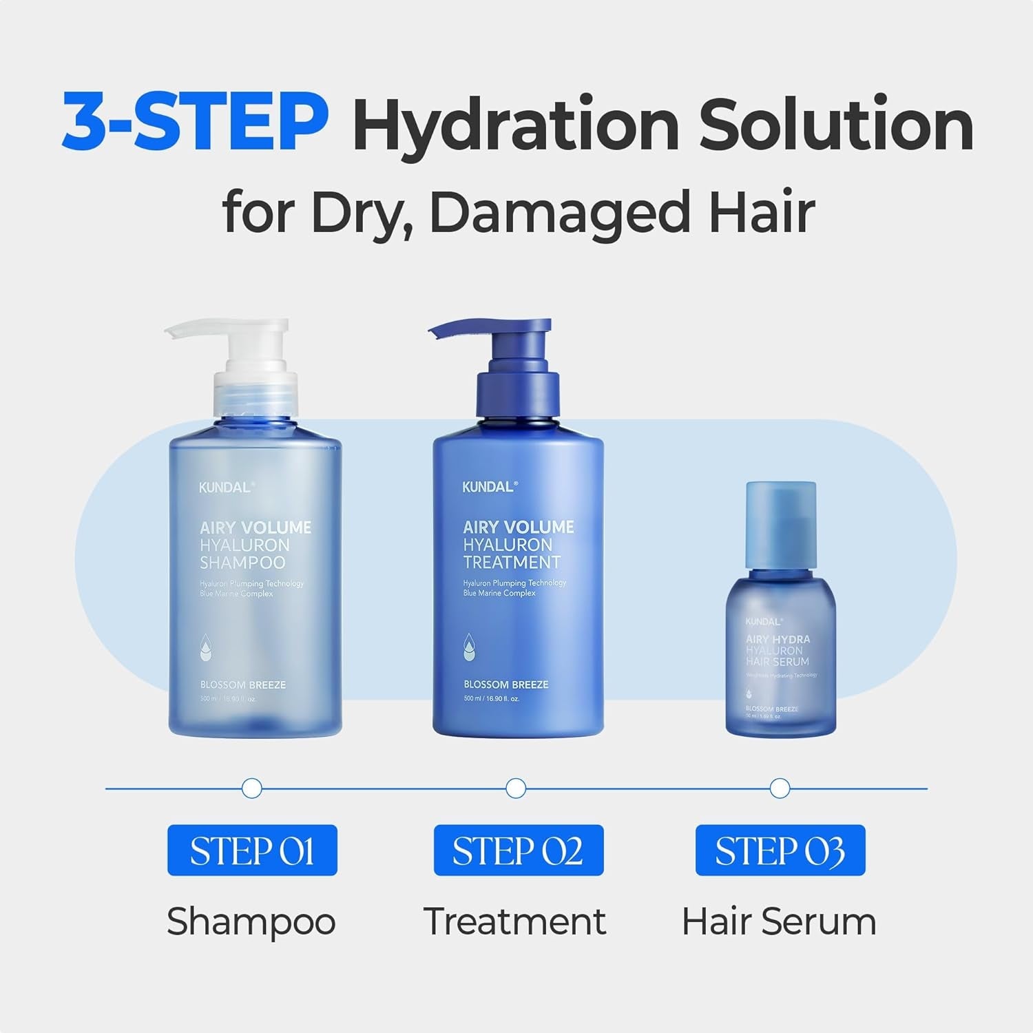 KUNDAL hyaluron hair serum 3-step hydration solution product set - Overrated Korean Beauty & More