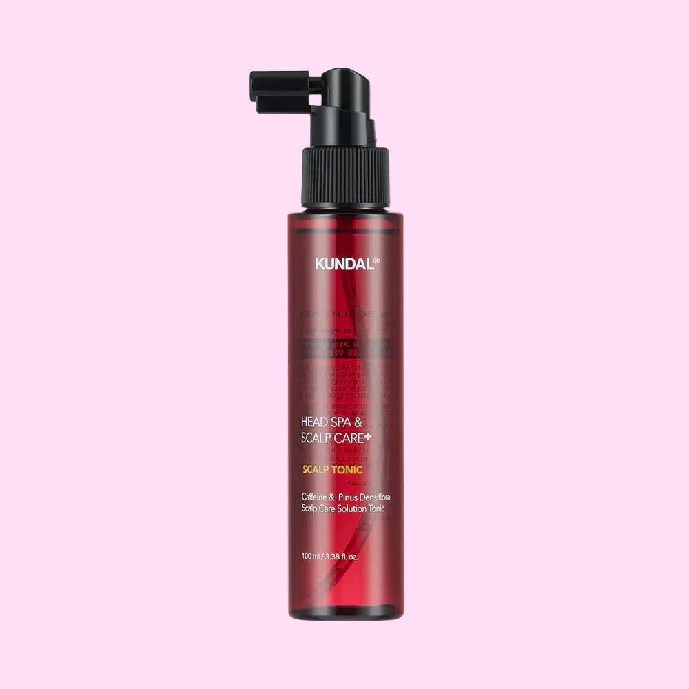 Kundal caffeine scalp tonic bottle product view - Overrated Korean Beauty & More