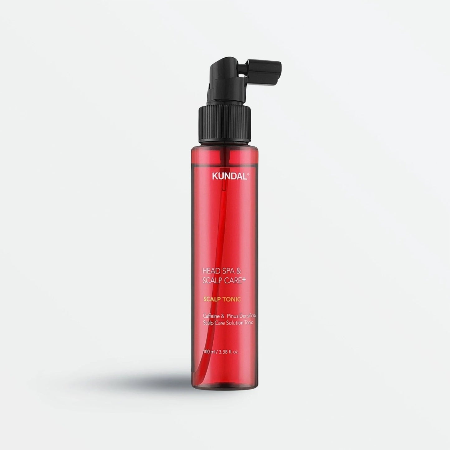 Kundal caffeine scalp tonic full size bottle side view - Overrated Korean Beauty & More
