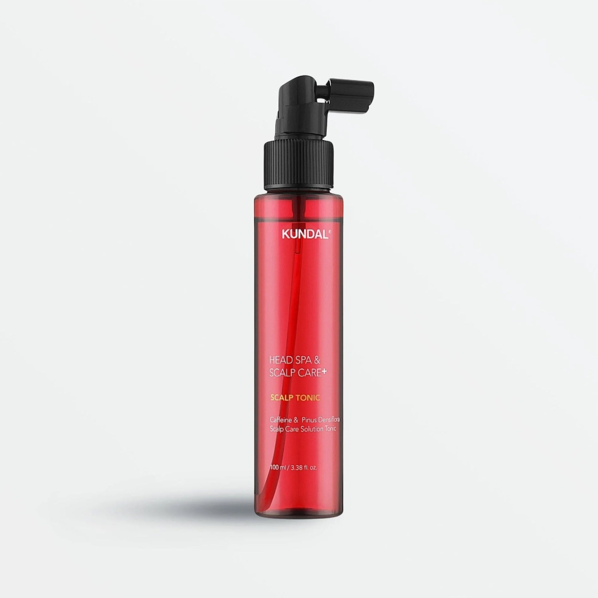 Kundal caffeine scalp tonic full size bottle side view - Overrated Korean Beauty & More