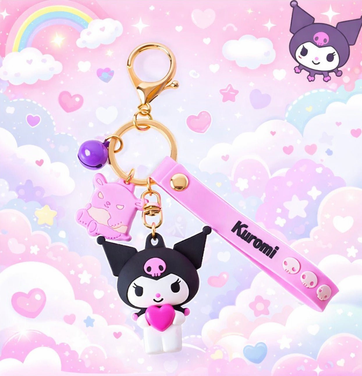 Kuromi Heart Charm keychain - OVERRATED