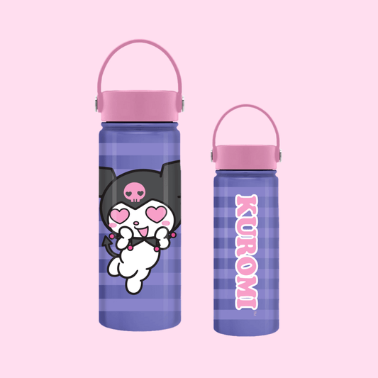 Kuromi Heart Eyes Purple Stripes V2 20oz SS Water Bottle - OVERRATED