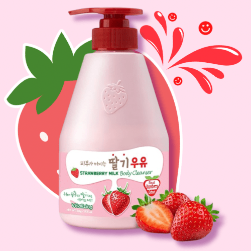 KWAILNARA Strawberry Milk Body Cleanser 560g - OVERRATED