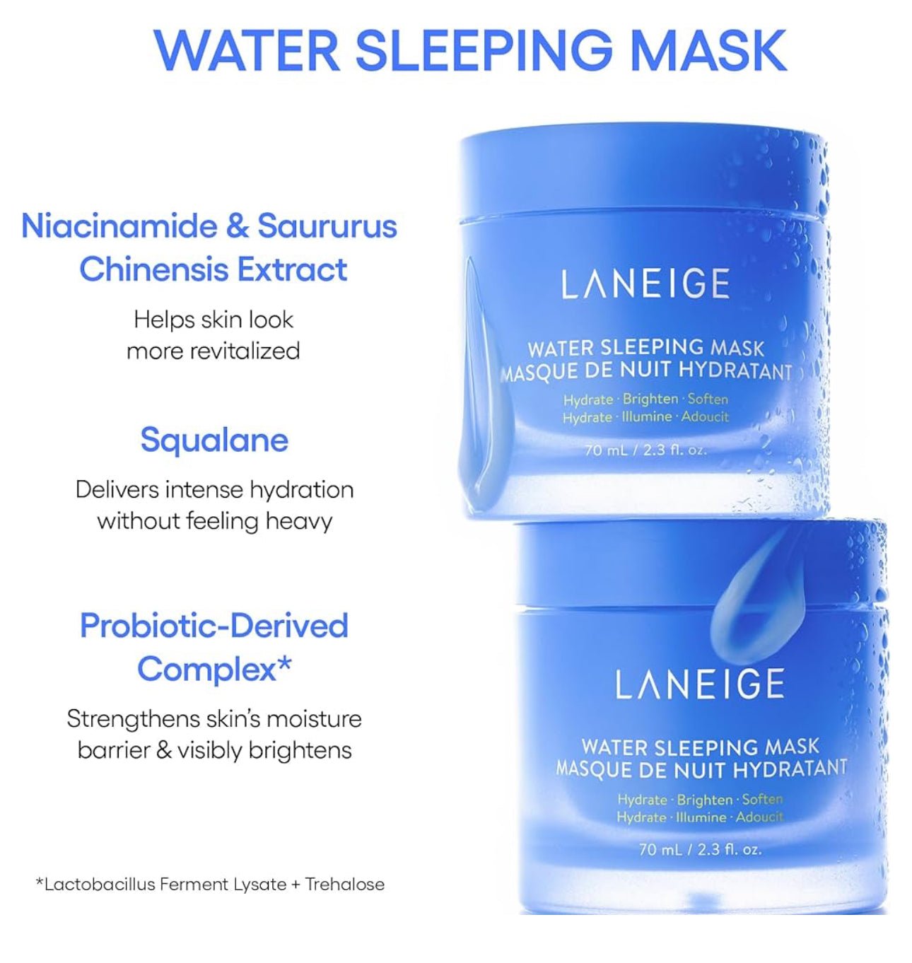 LANEIGE Water Sleeping Mask Brighten & Hydrate Lotion Gel - OVERRATED