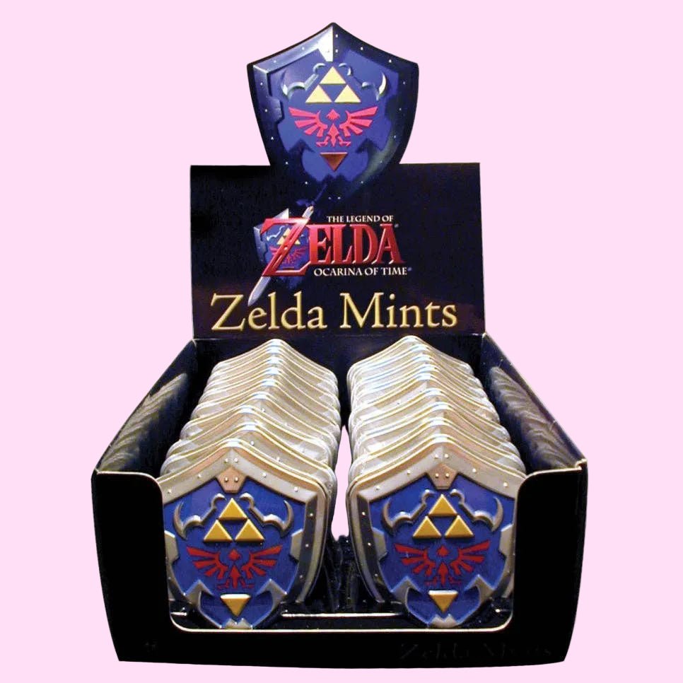 Legend of Zelda mints shield tin peppermint Link design front - Overrated Korean Beauty & More
