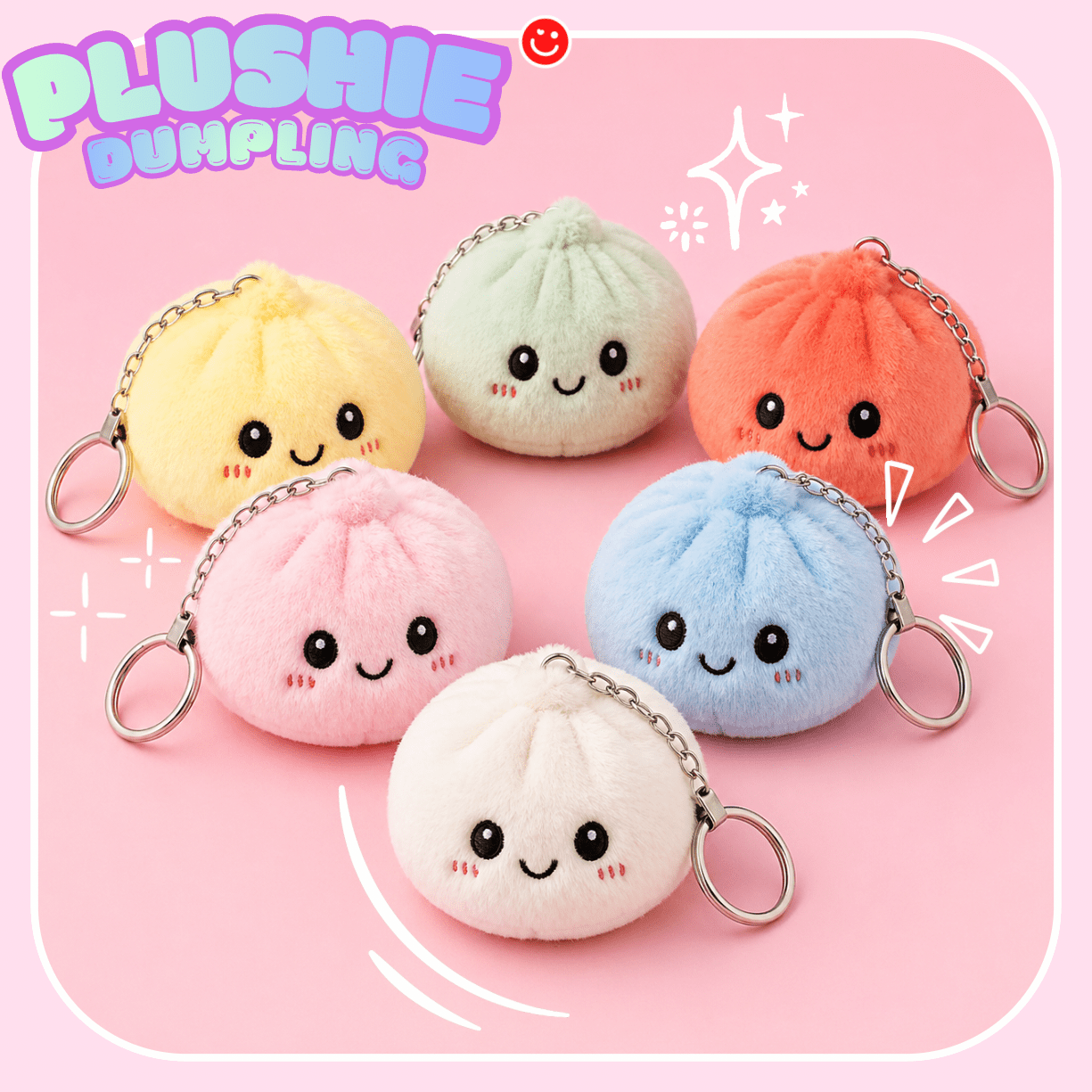 Kawaii dumpling keychain light up plush pastel glow charm bag accessory - Overrated Korean Beauty & More