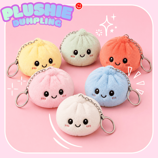 Kawaii dumpling keychain light up plush pastel glow charm bag accessory - Overrated Korean Beauty & More
