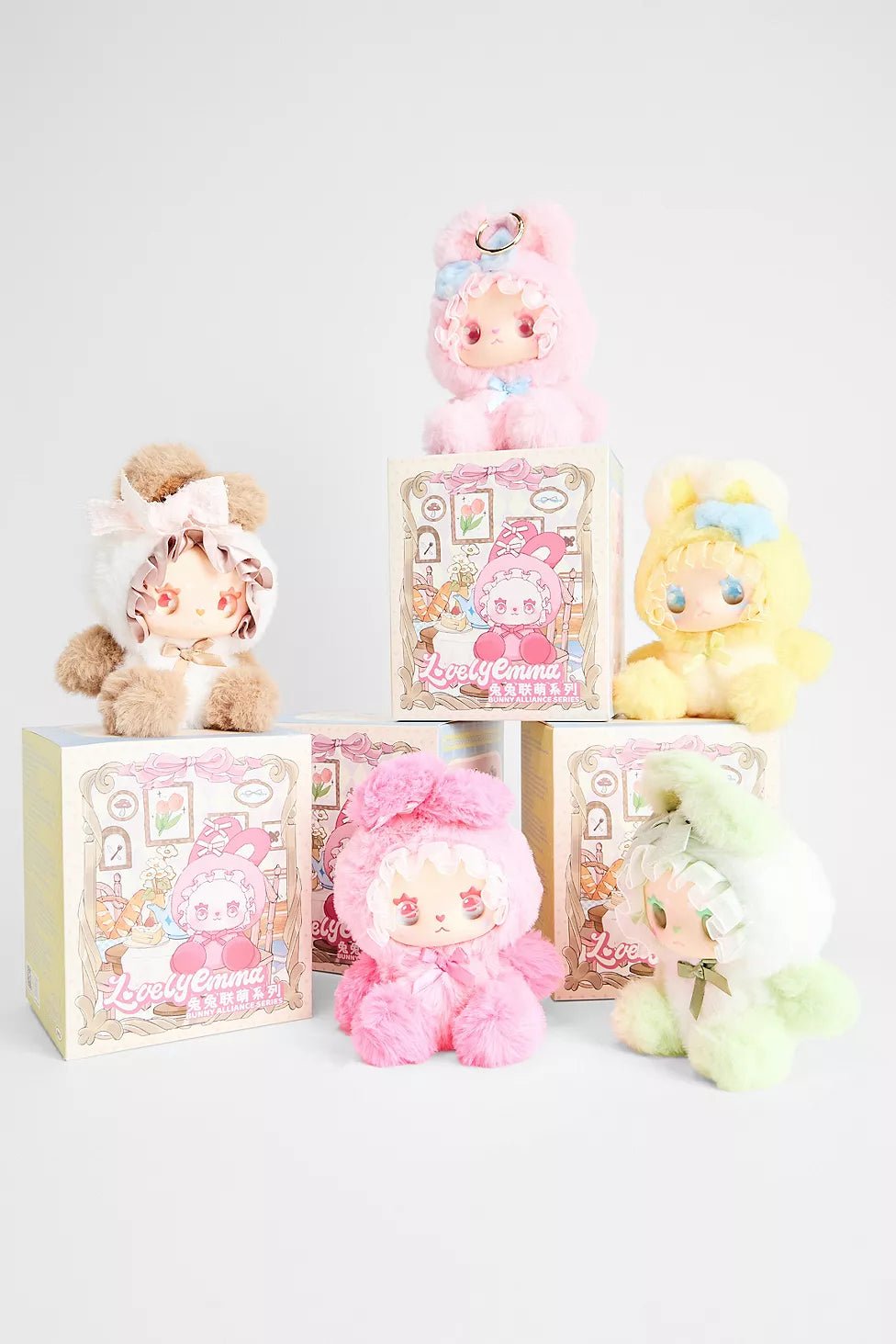 Emma Bunny blind box Alliance Series white bunny in floral outfit - Overrated Korean Beauty & More
