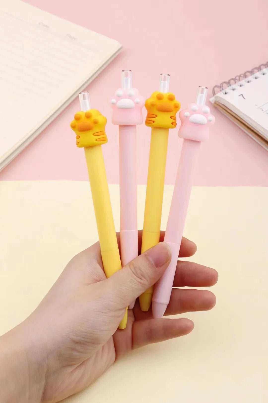 Kawaii mechanical pencil lucky cat paw erasable multiple pastel colors - Overrated Korean Beauty & More