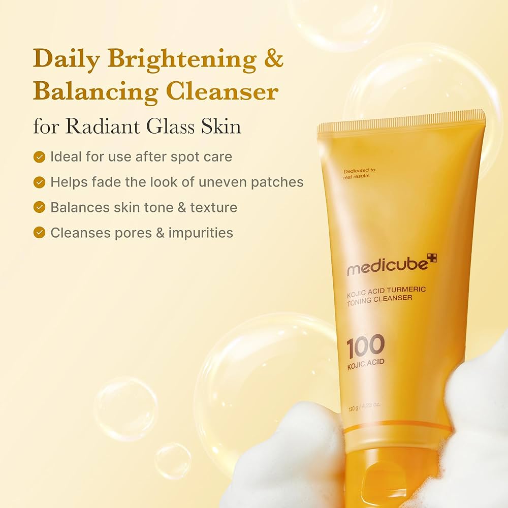 Kojic acid cleanser Medicube whip foam brightening dark spot skincare - Overrated Korean Beauty & More