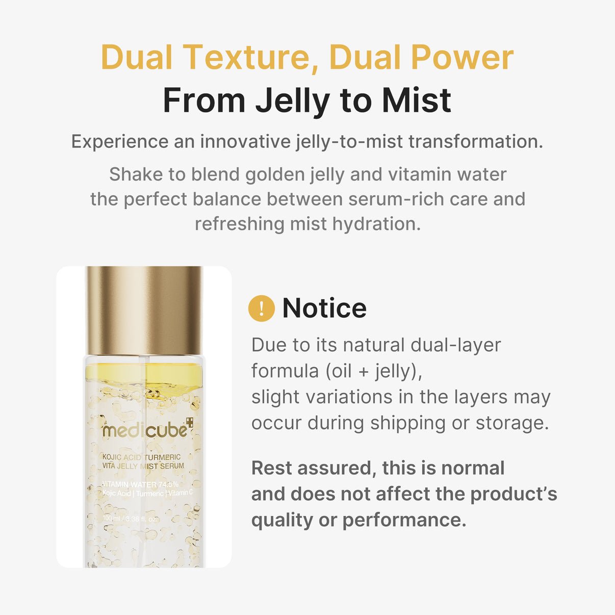 Medicube Kojic Acid Turmeric Vitamin Gold Jelly Mist Serum - OVERRATED