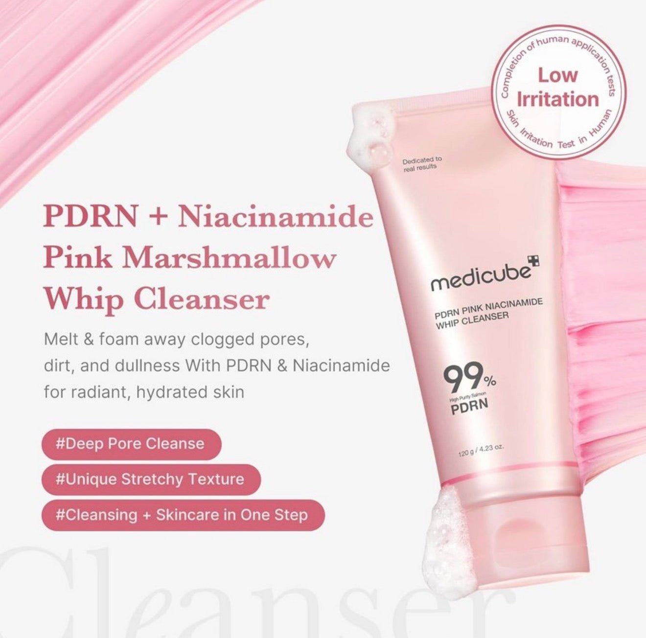 medicube PDRN Pink Niacinamide Whip Cleanser - OVERRATED