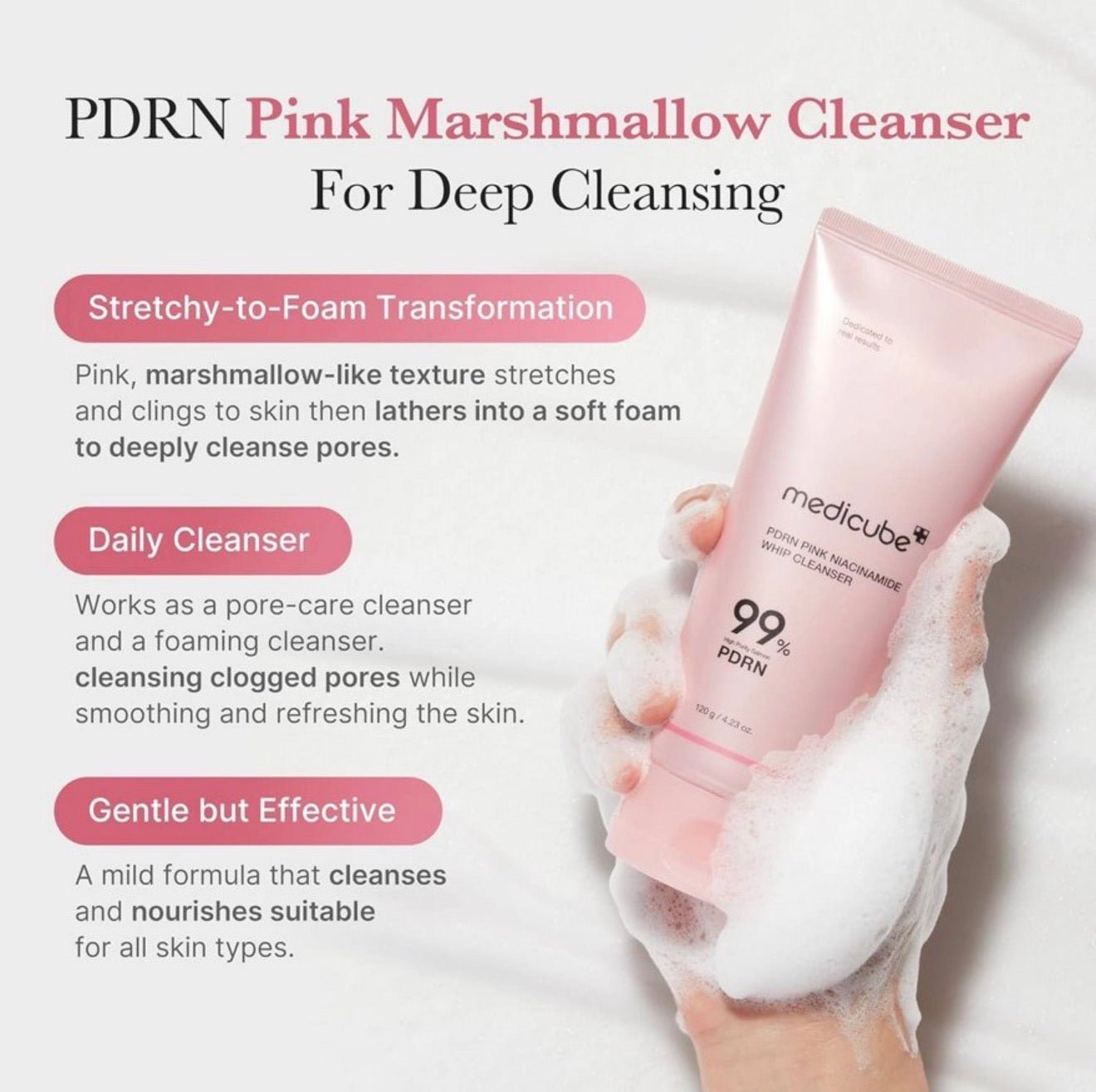 medicube PDRN Pink Niacinamide Whip Cleanser - OVERRATED