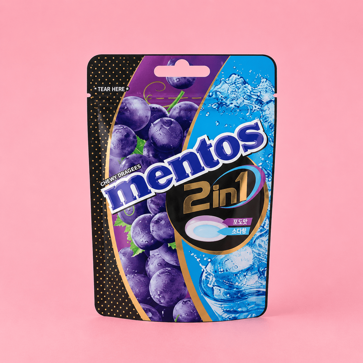 Mentos Korea 2 in 1 Candy Grape & Soda 1.76oz - OVERRATED