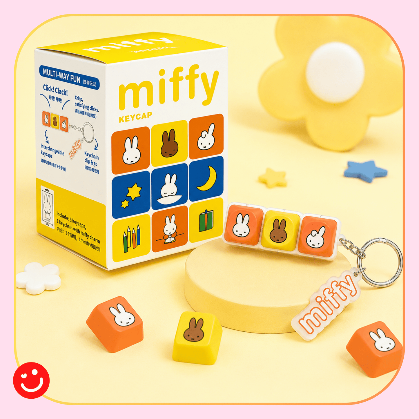 Miffy Mechanical Keycap Fidget Keychain - OVERRATED