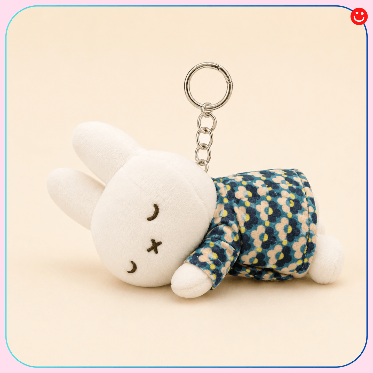 Miffy Sleeping Blue Floral Plush Keychain - OVERRATED