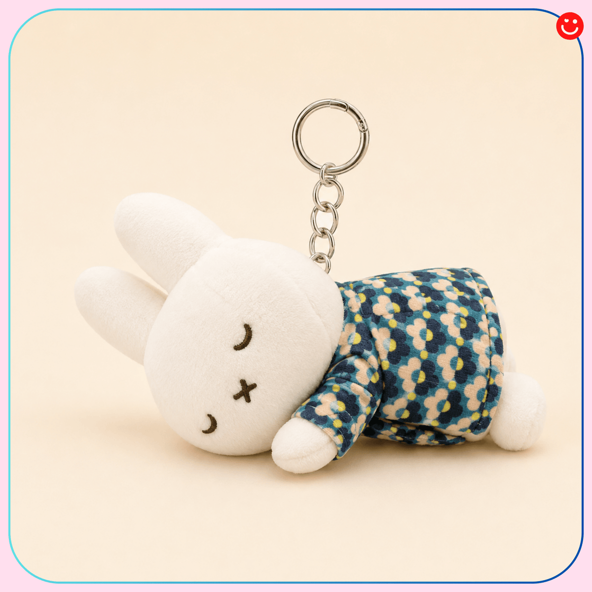 Miffy Sleeping Blue Floral Plush Keychain - OVERRATED