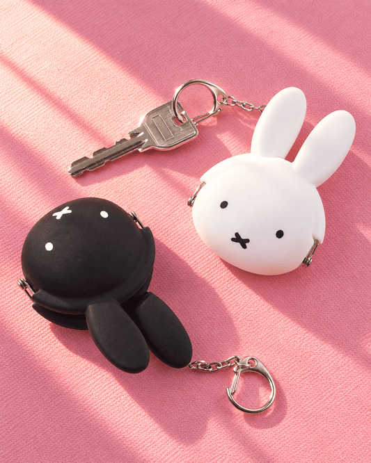mimi POCHI BABY Miffy black and white silicone coin purse keychains with key on pink - OVERRATED