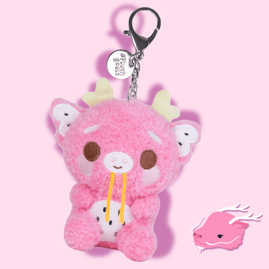 Mini Dorian Keychain Kawaii Pink Dragon Plush Clip Keychain - OVERRATED