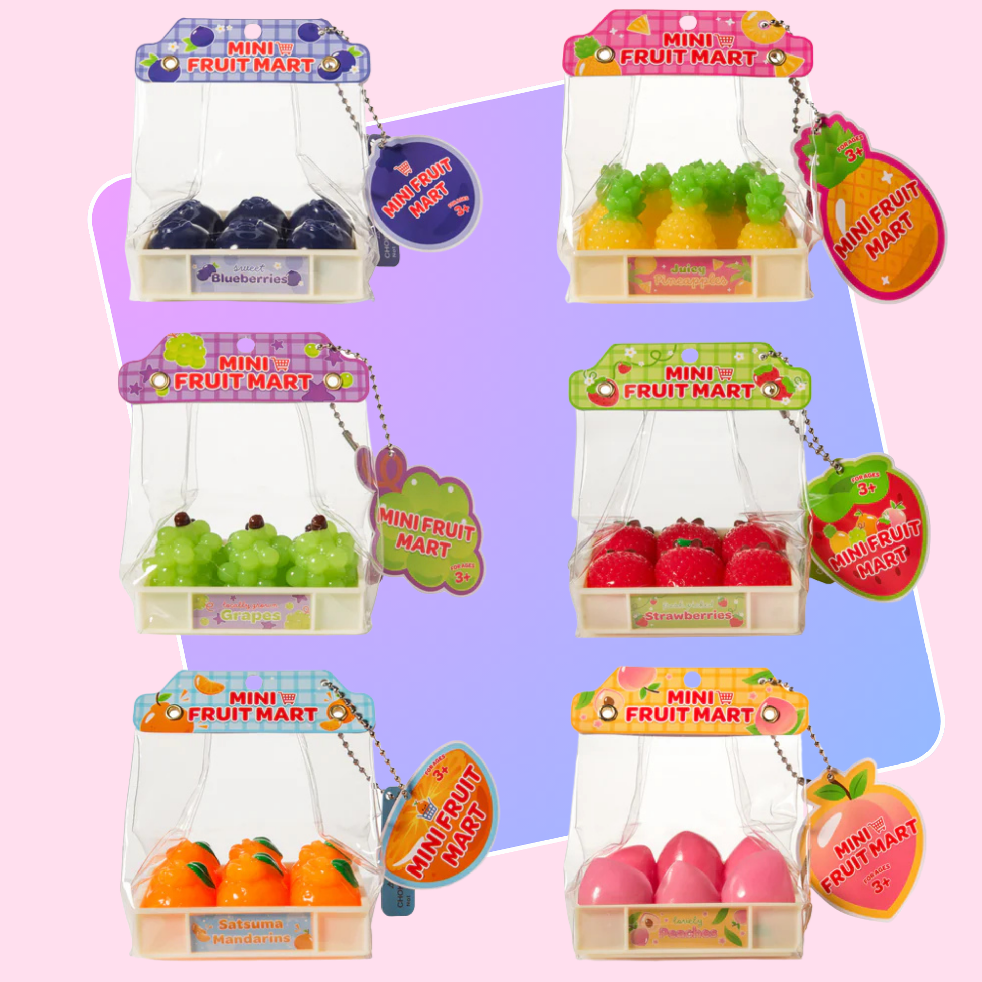 Kawaii squishy toy mini fruit mart taba side view with packaging - Overrated Korean Beauty & More
