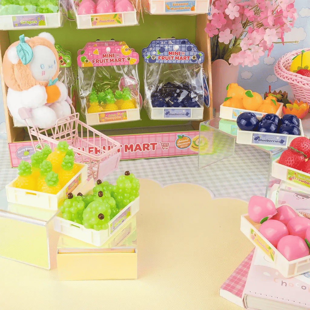 Kawaii squishy toy colorful fruit shapes stress ball close-up - Overrated Korean Beauty & More