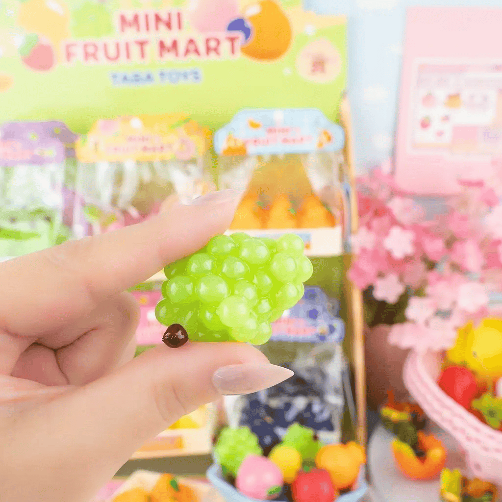 Kawaii squishy toy mini fruit taba pack display on card - Overrated Korean Beauty & More