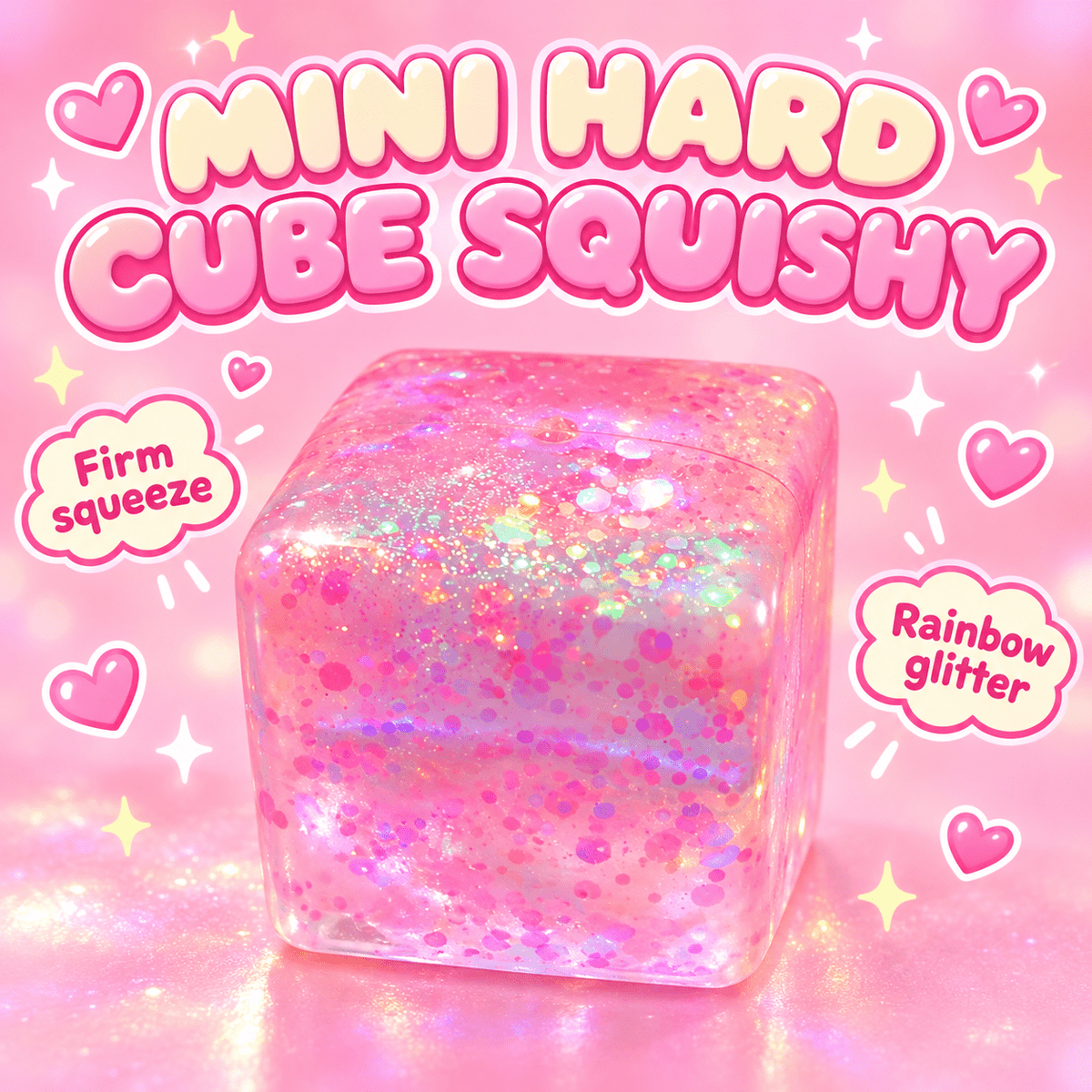 Mini Hard Cube Glitter Squishy - OVERRATED