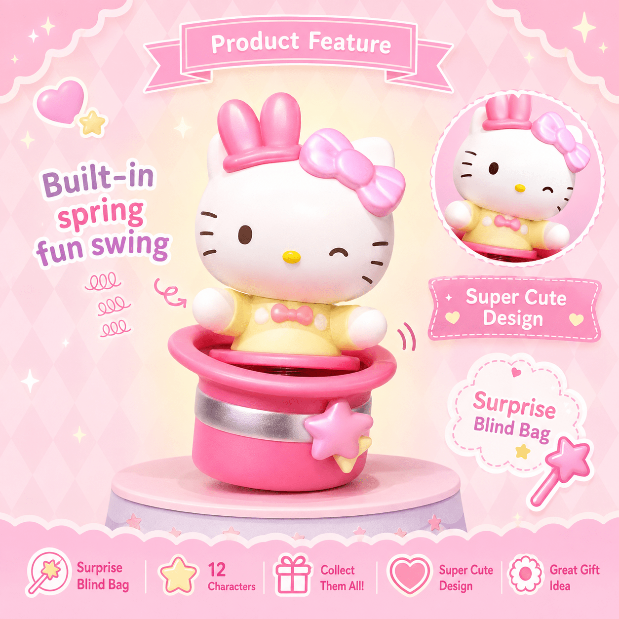 Moetch Sanrio Magic Hat Surprise Miniature Series Wobble Figures Blind Bag - OVERRATED