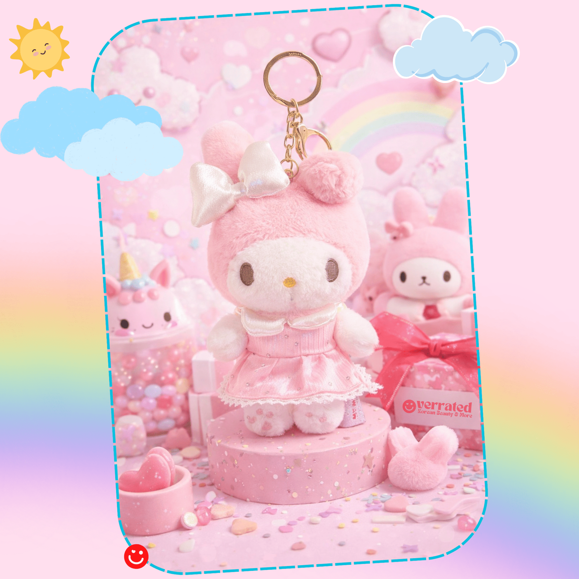 My Melody Pink Dress Plush Keychain