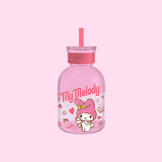 My Melody Strawberry Ice Cream 15z Glass Milk Bottle w Straw - OVERRATED