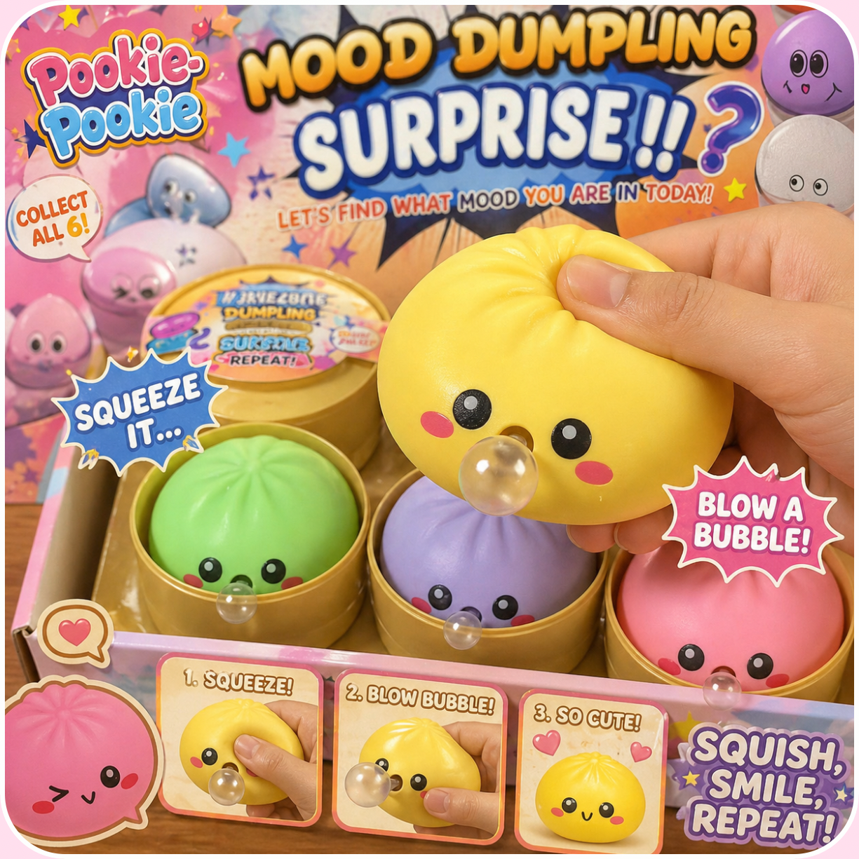 Kawaii bubble dumpling squishy soft gel steamer container fun fidget - Overrated Korean Beauty & More
