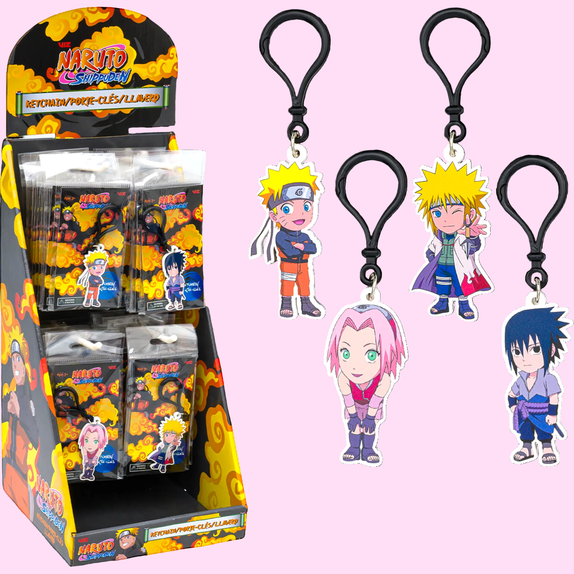 Anime keychain display with Naruto characters assorted set - Overrated Korean Beauty & More