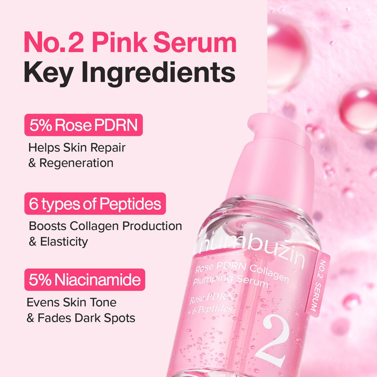 Numbuzin No.2 Rose PDRN Collagen Plumping Serum - OVERRATED