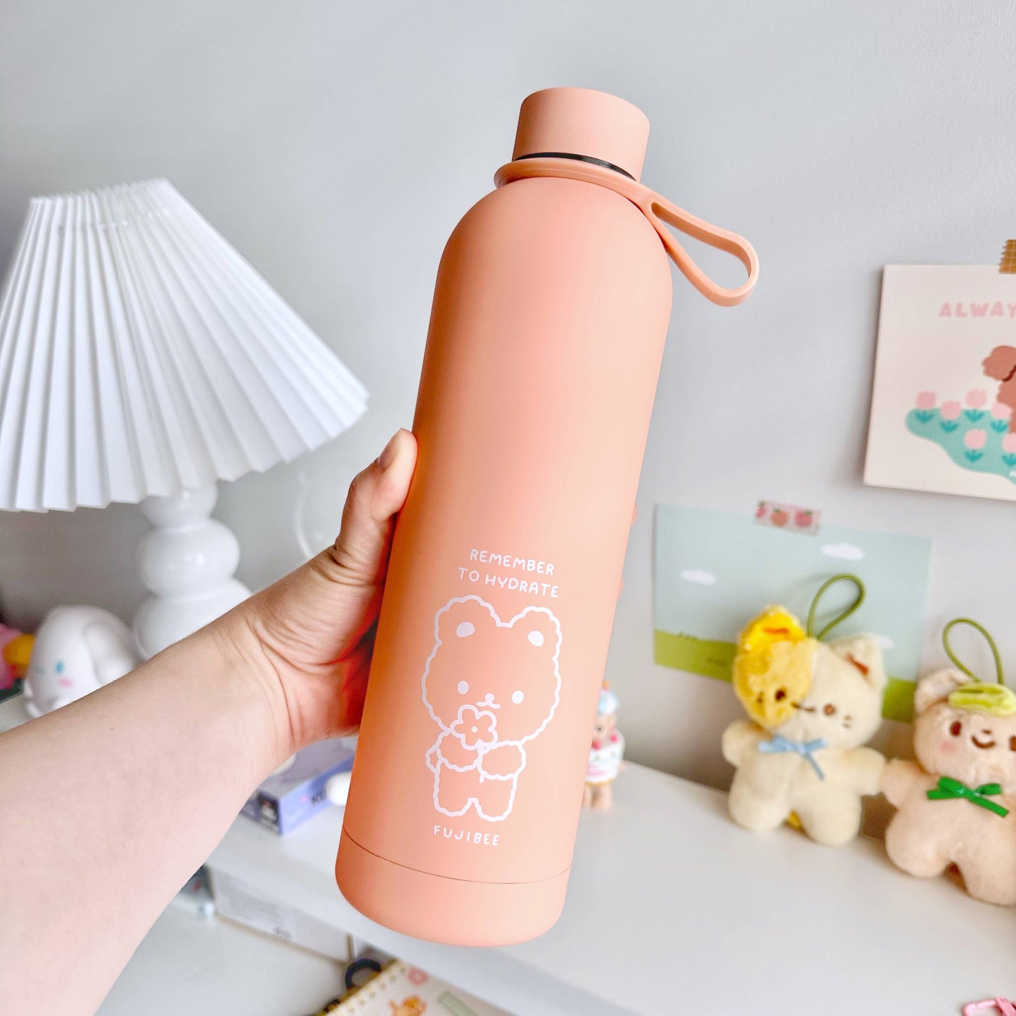 Peach Pink - Cute Steel Water Bottle Insulated Hot Cold - OVERRATED