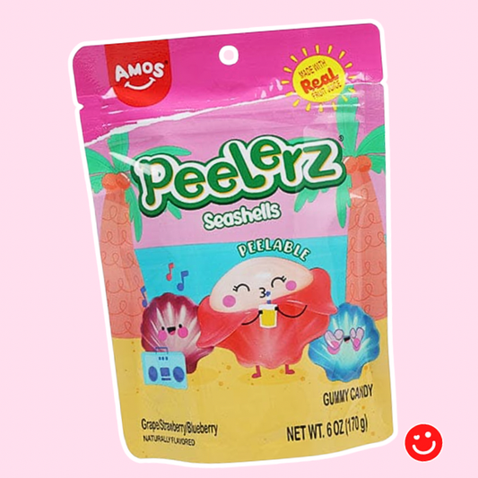 Seashell gummy candy Peelerz 6oz ocean shaped fruity chewy - Overrated Korean Beauty & More
