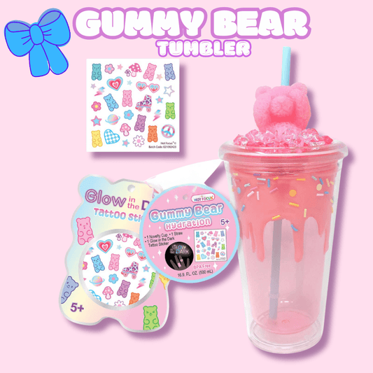 Pink Gummy Bear Tumbler with Nail Stickers - OVERRATED