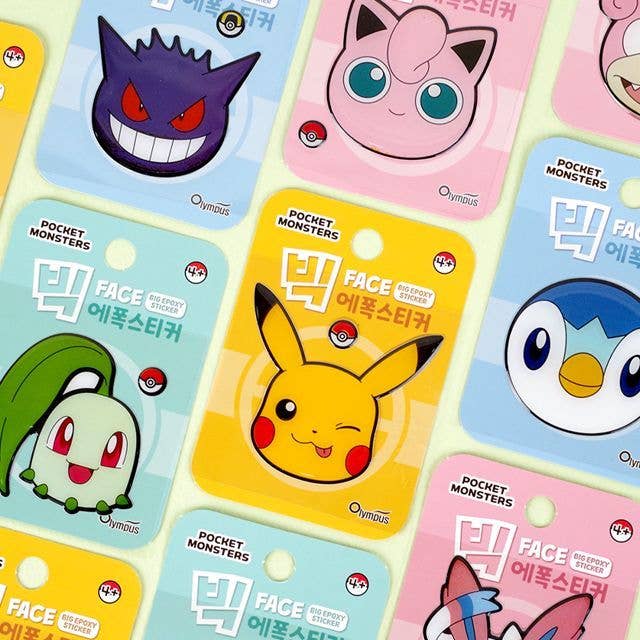 Pokemon Characters Big Face Epoxy Deco Sticker Pack - OVERRATED