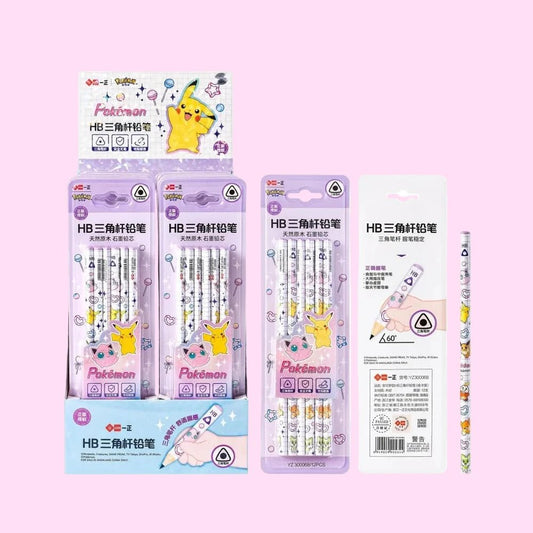 Pokemon pencil set HB triangular kawaii pastel design stationery pack - Overrated Korean Beauty & More