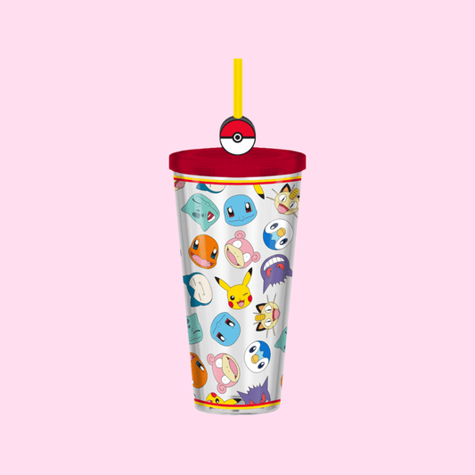 Pokemon Multi Character Head Toss AOP 24oz Plastic Cold Cup - OVERRATED