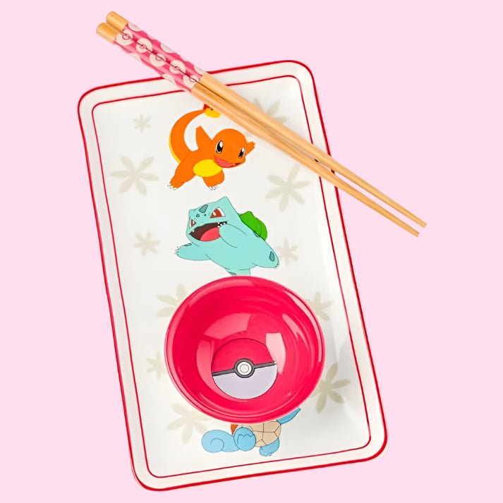 Pokemon Vertical Group Red Sun Boxed 3pc Ceramic Sushi Set - OVERRATED
