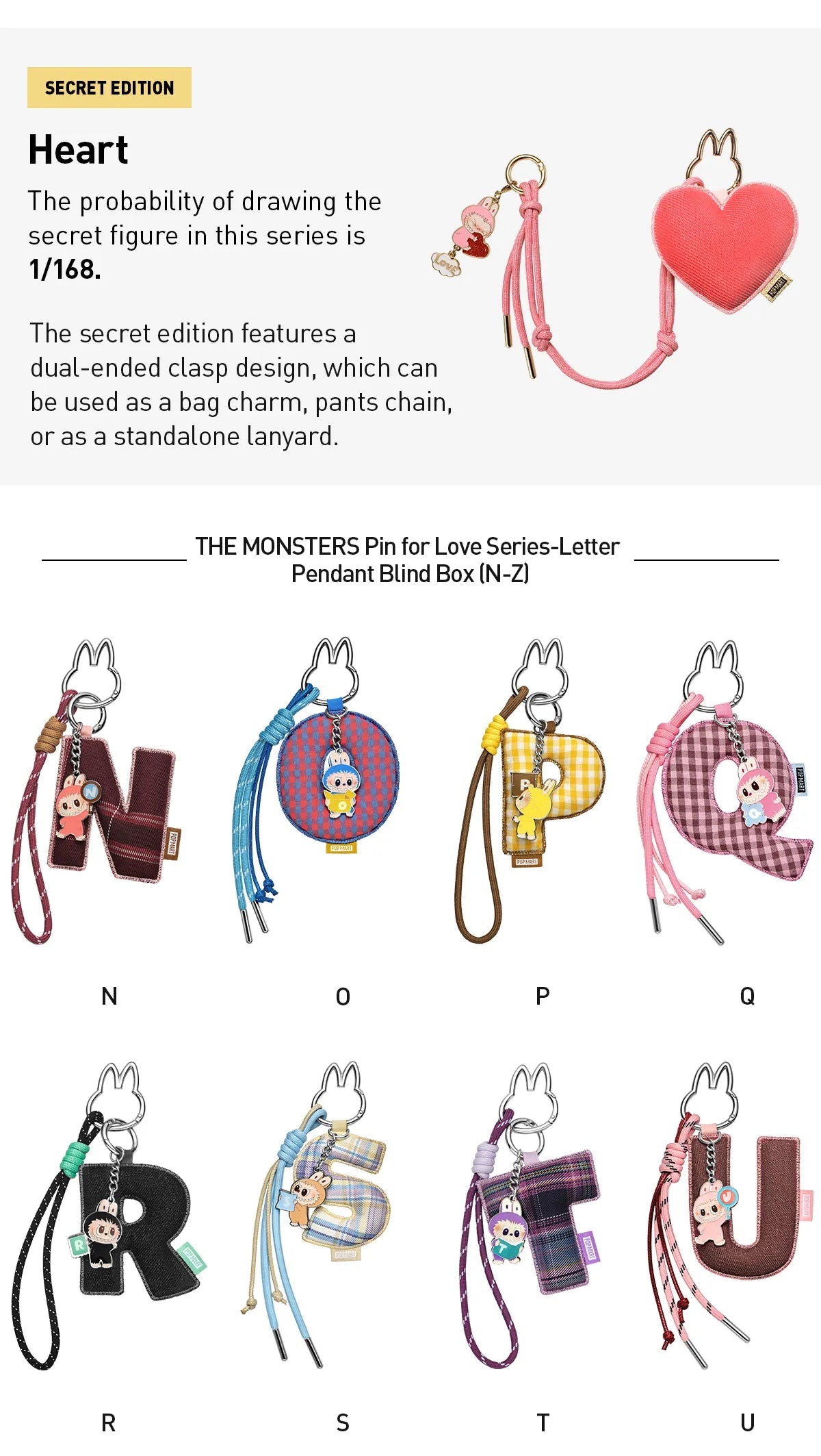 Pop Mart The Monsters Labubu Pin for Love Series - Letter Pendant Blind Box - OVERRATED
